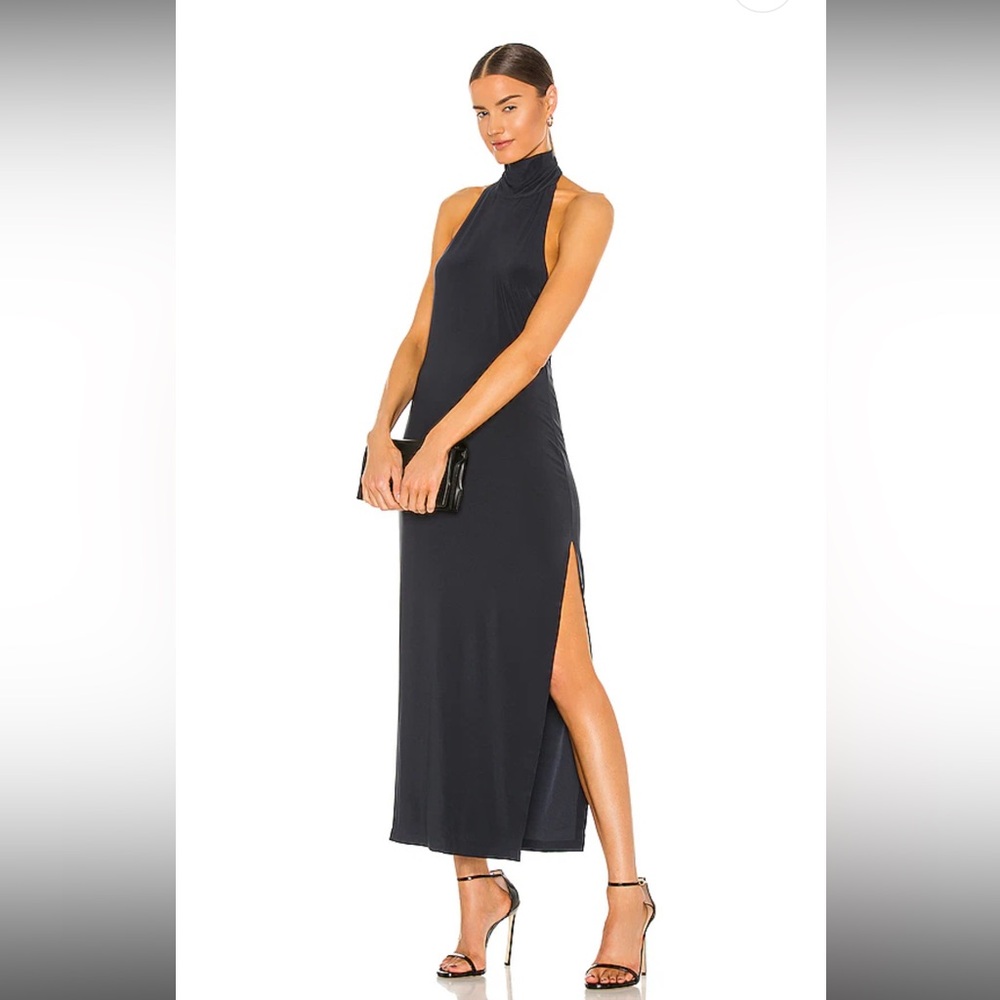 Normal Kamali Halter Turtle side slit gown in Pewter - Worn once to an event